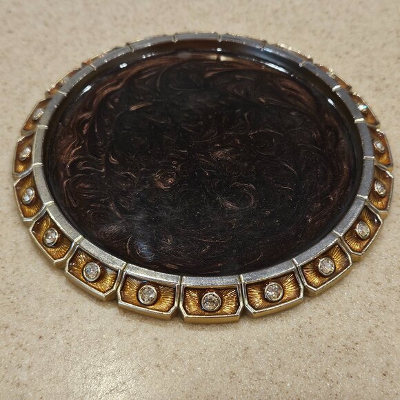 RARE ART DECO JAY STRONGWATER BENTLEY JUNGLE CRYSTAL ENAMEL BAR DRINK COASTER - Picture 5 of 11